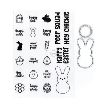 DzIxY Rabbit Letter Прозрачни печати и метални щанци за рязане на визитки, Печати, Джобове за съхранение на Хартиени шаблони за релеф