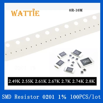 SMD резистор 0201 1% 2,49 K 2,55 K 2,61 K Impi 2,67 2,7 K K 2,74 K 2,8 K 100 бр./лот микросхемные резистори 1/20 W 0,6 мм * 0,3 мм