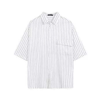 Модната марка риза с къс ръкав на райе в стил ретро, мъжки летни модни дрехи с къс ръкав ropa, ризи за мъже