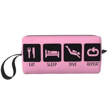 Eat Sleep Dive Repeat Черна Пътна Косметичка За Гмуркане с Акваланг, Органайзер За Тоалетни Принадлежности, козметика чанти За Съхранение на Козметика, Комплект Dopp, Кутия