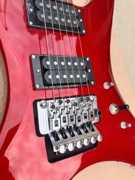 Висококачествена гетеротипная китара OEM, сребристо-розов цвят, хастар от палисандрово дърво, вибрато-бридж Floyd rose