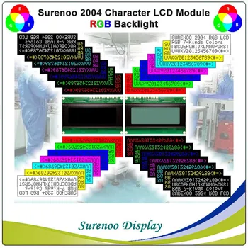 Surenoo 2004 204 20*4 Цифров LCD модул, Екранната лента RGB Led подсветка, англо-кирилица (руски)