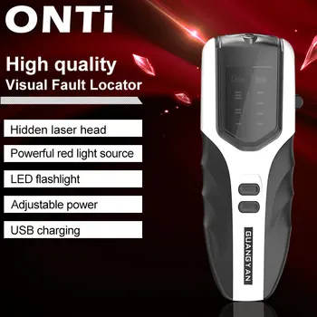 Дръжка за тестване оптоволокна ONTi, Тип VFL, Червен Лазерен Оптичен Регулируема Оптичен Визуален Дефектоскоп, Акумулаторна батерия 5-30 Mw