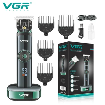VGR Тример за коса Акумулаторна Машина За Подстригване Безжична Машина За Подстригване на Коса Електрическа Прическа Цифров Дисплей Тример за Мъже V-671