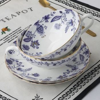 Ins продава високи чаши за кафе с тарелками, английски чай, комплекти с цветя модел, комплект чаени чаши в европейски, корейски и китайски стилове