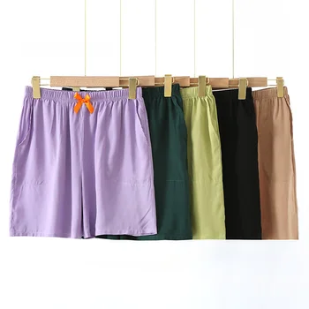 Летни Обикновен дамски памучни шорти + директни кратки Ежедневни панталони Широките панталони Pantalon Pour Femme, Домашно облекло, панталони