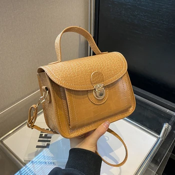 Нова Чанта през рамо с капак, чанти с двойна каишка, Модни Малка чанта през рамо за жените, обикновен чанти от изкуствена кожа, Ръчни чанти