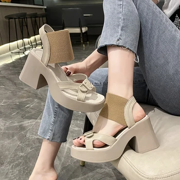 Обувки за жени 2023 Дамски сандали с еластична лента за Летни сандали на платформа Дамски сандали на ток Zapatos Mujer Sandalias